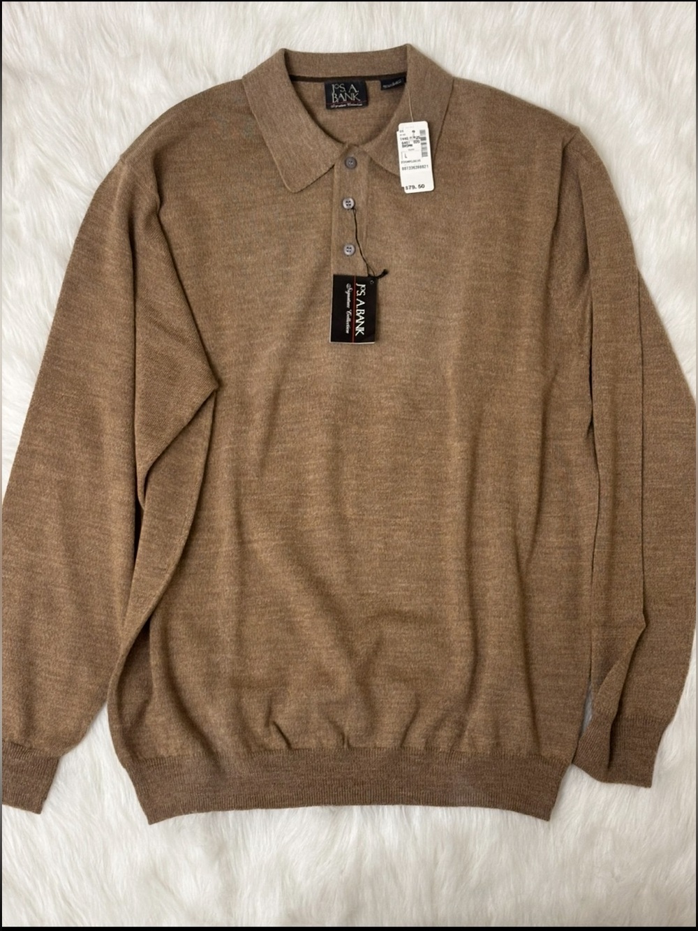 Jos. A. Bank Solid V-Neck Merino Wool Sweater Size Large